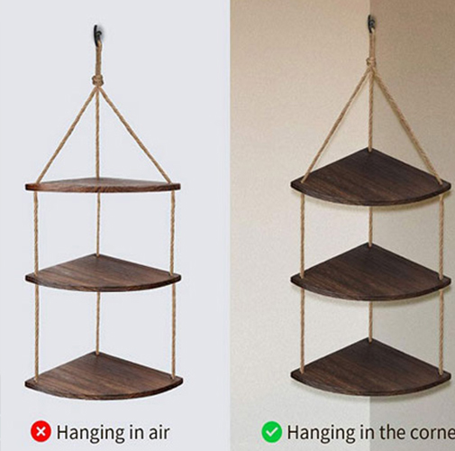 Hemp Rope Fan-Shaped Wall Shelf