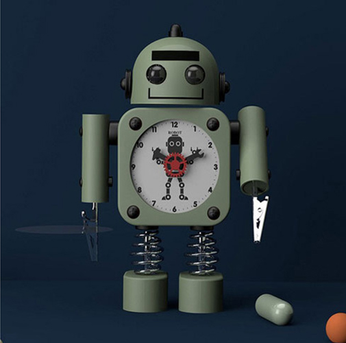 Metal Robot Alarm Clock