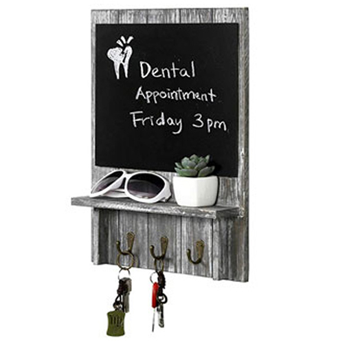 Chalkboard Shelf With Key Hooks